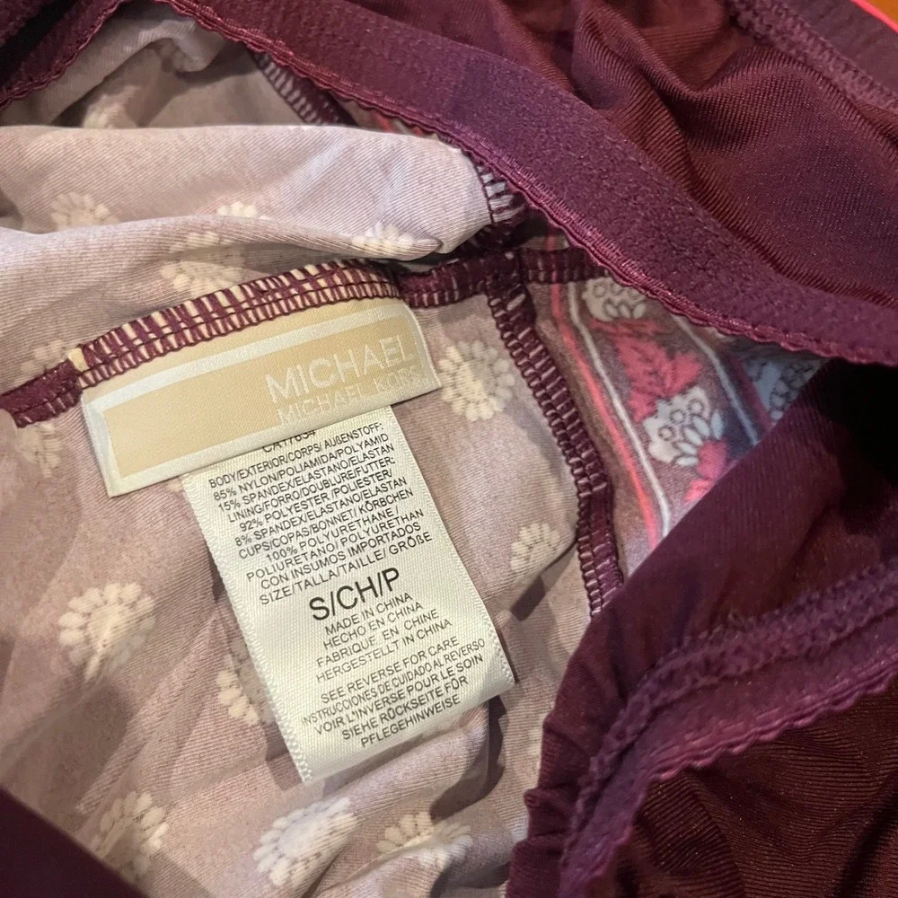 Michael Kors Tankini Swim Set Cordovan Floral Paisley 2 Piece Convertible New‎ S